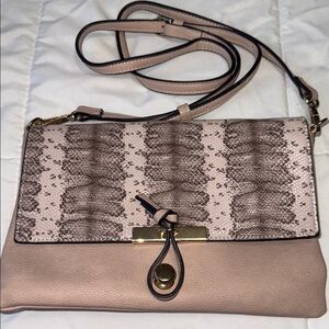 Elegant Beige and Snake Print Women's  Crossbody/clutch w-detachable straps.